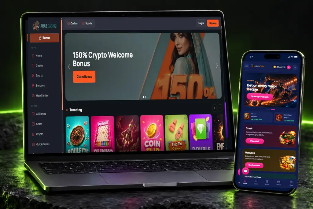 Casino platform on laptop and smartphone